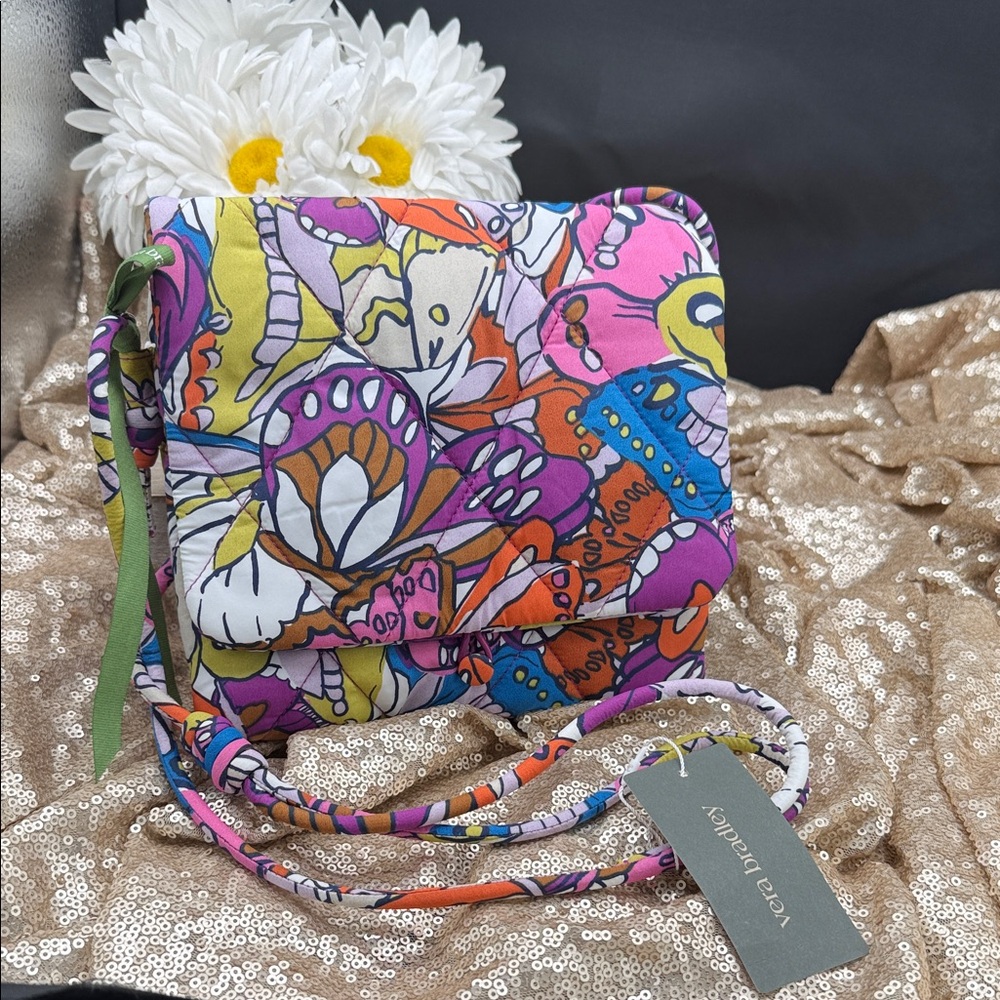 Vera Bradley Floral Crossbody Bag in Pink and Blue
